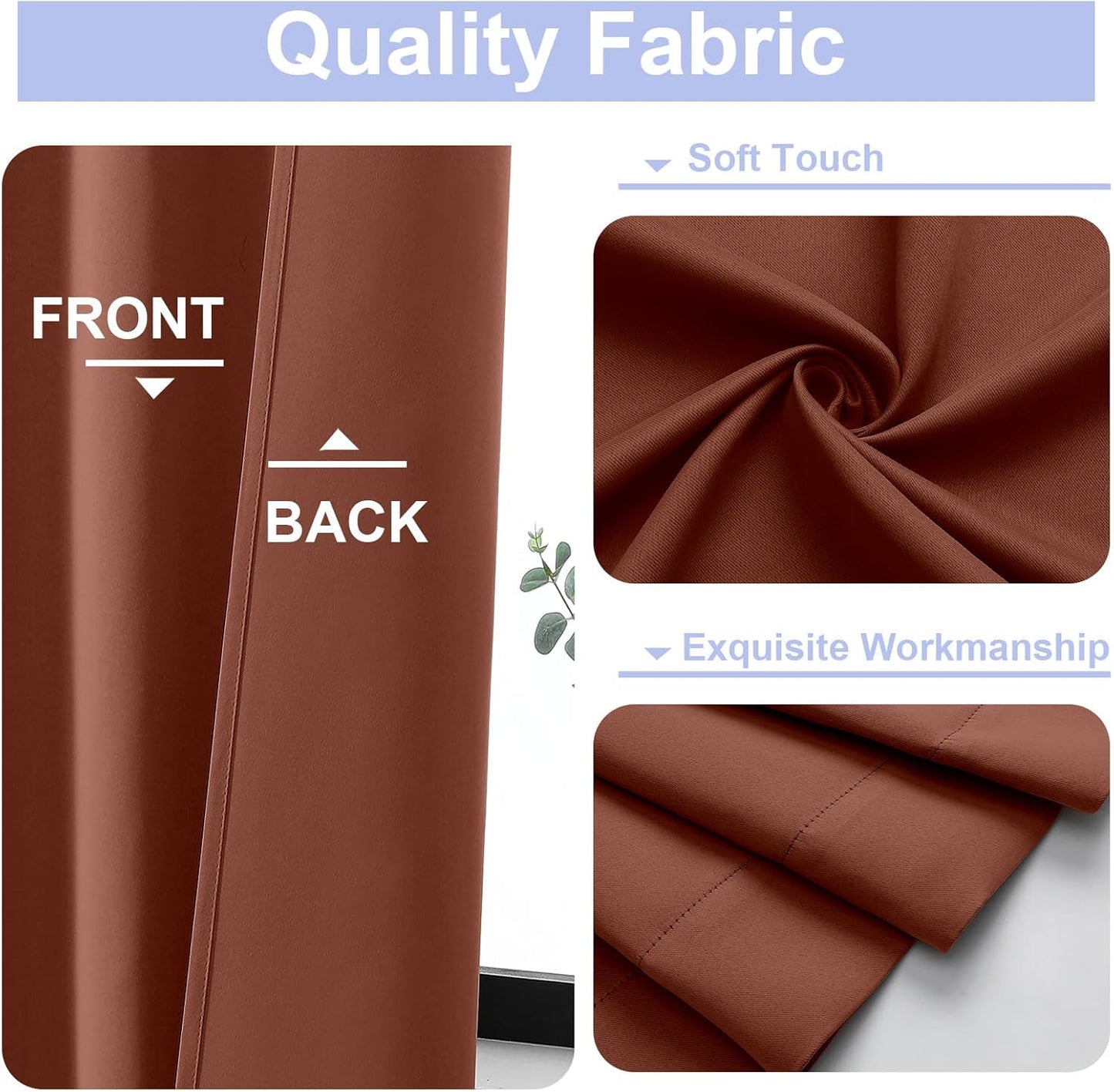 Simplebrand Ava Terracotta Blackout Curtains for Bedroom 96 Inches Long 2 Panels, Thermal Insulated, Energy Saving Living Room Window Treatment Curtains Blackout Drapes, W40 x L96 Inch, Terracotta