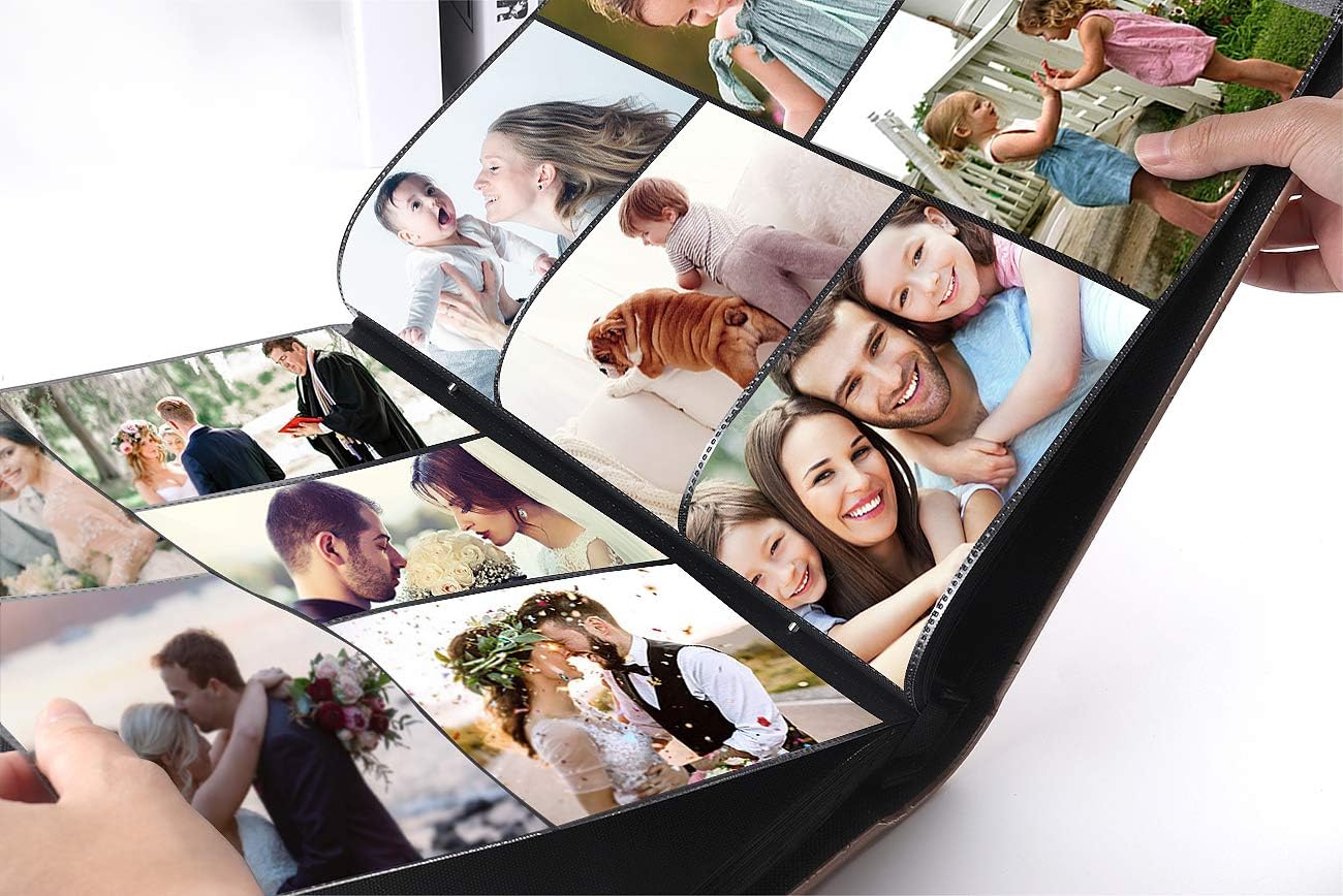 RECUTMS Photo Album 4x6 600 Photos Black Inner Page Button Grain Leather Large Capacity Pockets Pictures Album Birthday Christmas Wedding Anniversary (Dark Green)