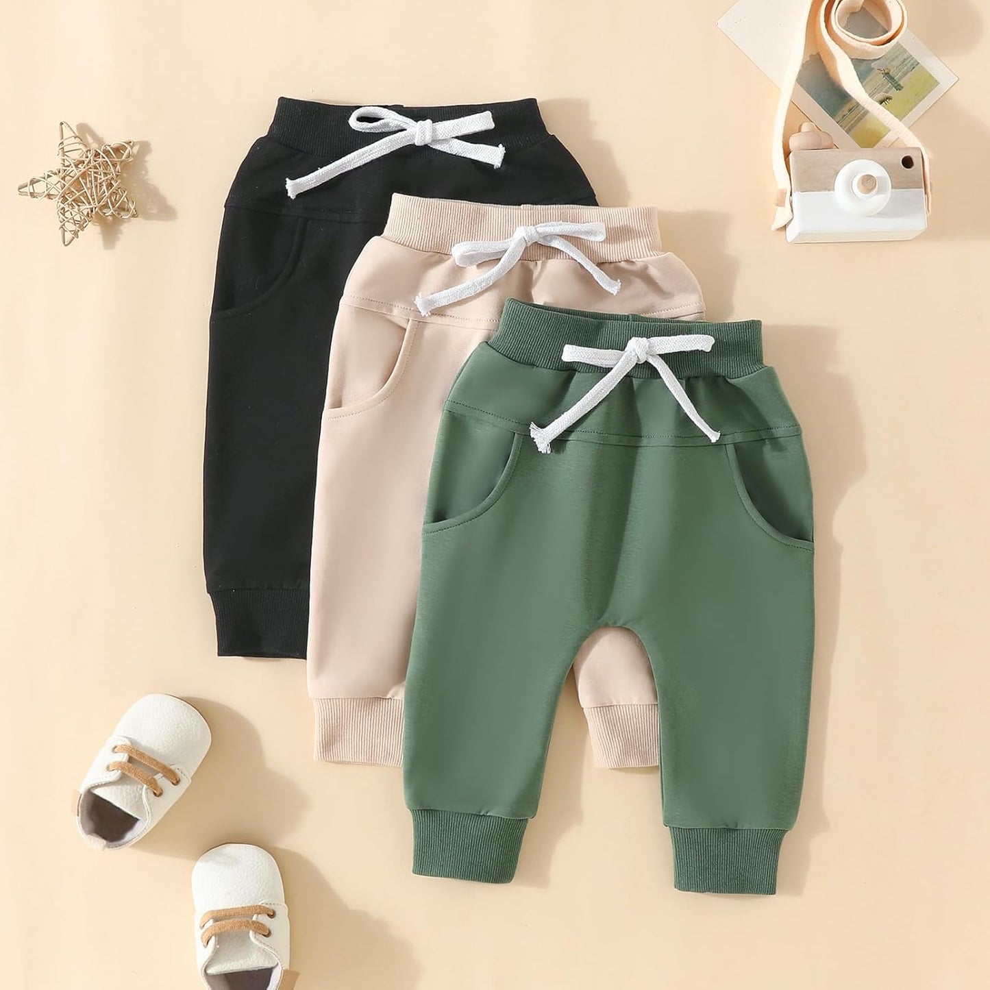 Baby Pants Toddler Infant Newborn Baby Boy Girl Sweatpants Long Joggers Pants Unisex Boy 's Clothing 3 Pack