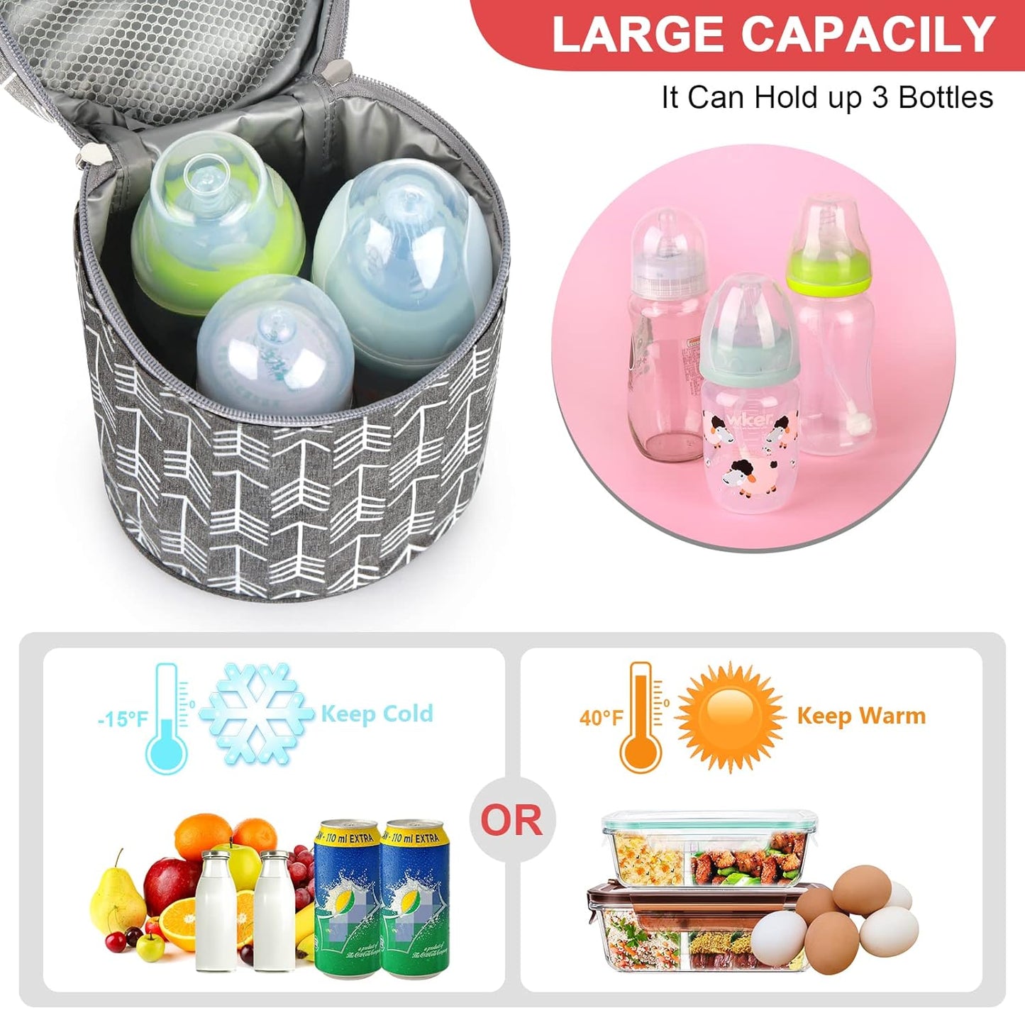 Accmor Breastmilk Cooler Bag, Insulated Baby Bottle Cooler Tote Bags for Nursing Mom Daycare