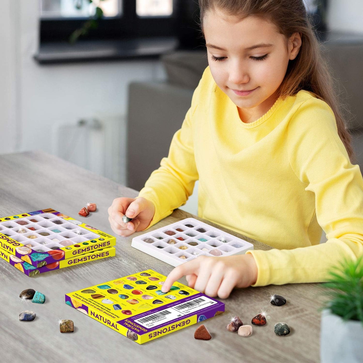 XXTOYS Rocks Collection 25PCS Rock and Mineral Education Set Gemstones for Kids Geology Gem Kit with Healing Chakra Gemstones, Tumbled Stones and More Identification Guide STEM Science Education