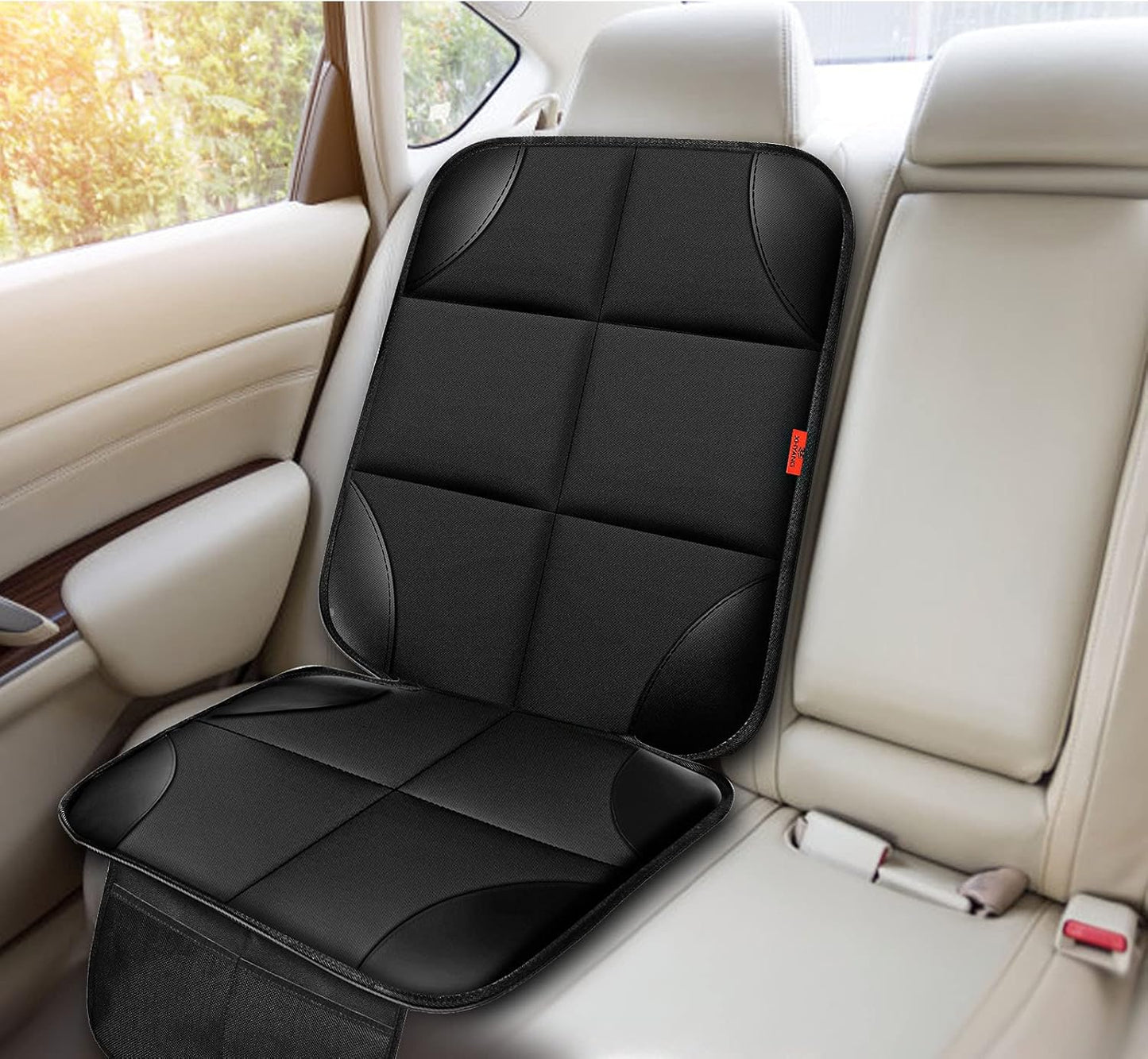 Car Seat Protector 2 Pack Car Seat Cushion Mat Thickest Padding,Waterproof 600D Fabric Car Seat Covers for Non-Slip Backing Mesh Pockets for Baby and Pet (Blue, 2 Pack)