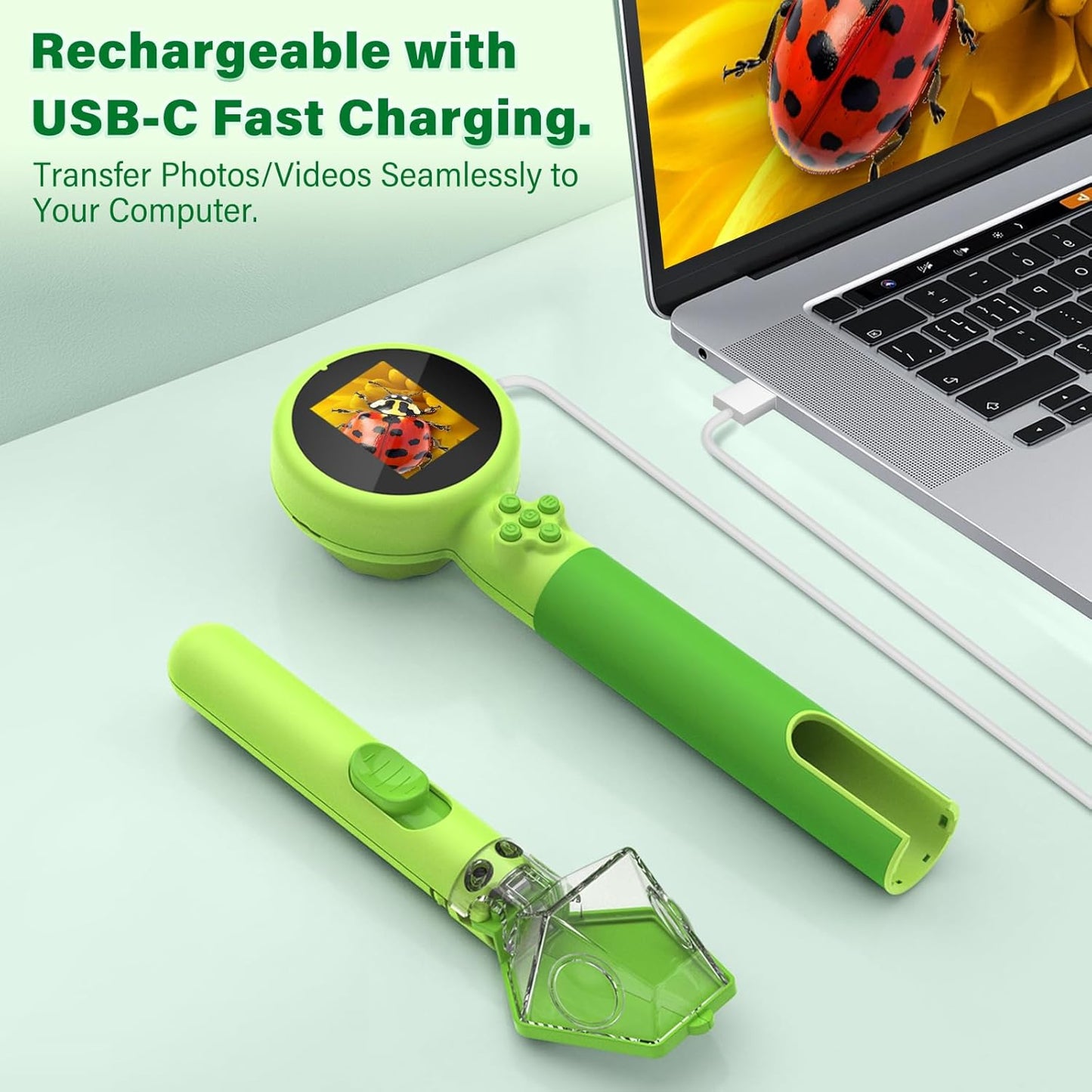 Microscope for Kids with Bug Catcher, Digital Portable Handheld 500X 1080P HD Kids Microscopes Kit,STEM Science Educational Learning Toys Gifts for 3-15 Boys Girls(Microscope Kit Green)