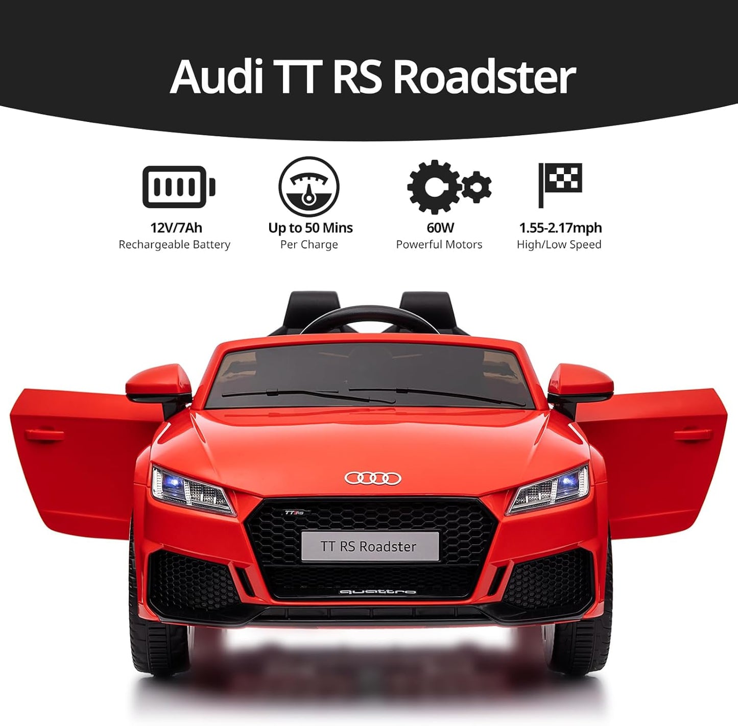 Licensed Audi Electric Kids Car, 12V Kids Ride-on Toy Car for Toddlers w/Remote - Red