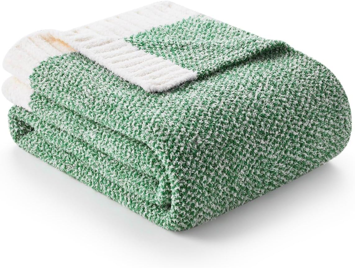 Snuggle Sac Green Throw Blanket, Ultra Soft Warm Blankets for Couch, Cozy Knit Fuzzy Plush Throws Blanket for Sofa, Bed,Living Room, Heather Green, 50x60 inches