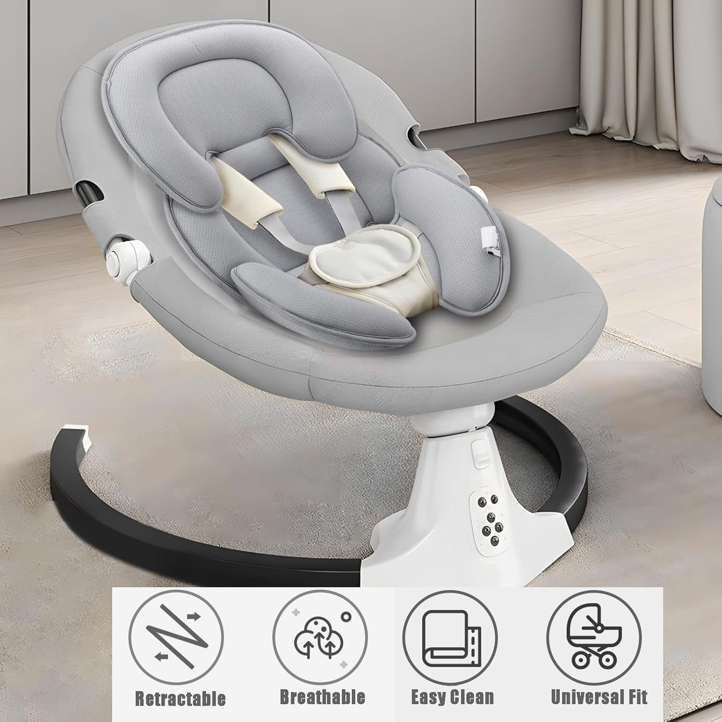 PandaEar Baby Car Insert Cushion Pad, Infant Head & Body Support Pillow for Car Seats, Strollers,Carriers, Machine Washable & Portable -Grey