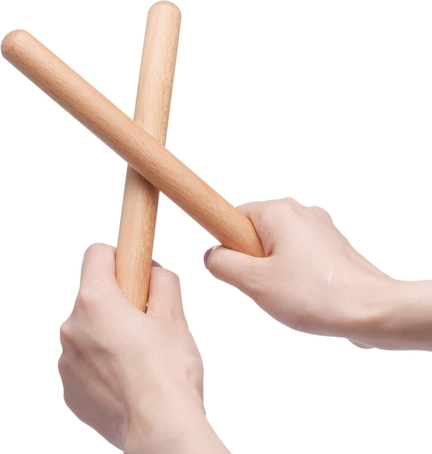 4 Pcs Musical Hand Percussion Instrument Set, Includes 1 Pair 8 Inch Rhythm Sticks Wood Claves and 1 Pair Wood Egg Shakers for Kids
