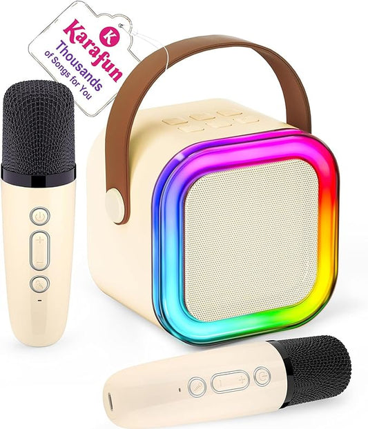IROO Mini Karaoke Machine for Kids, 2025 TOP Toys Birthday Gifts Ideas for Girls Ages 4, 5, 6, 7, 8, 9, 10, 12+ Years Old, Portable MP3 Player with 2 Wireless Mics for Party