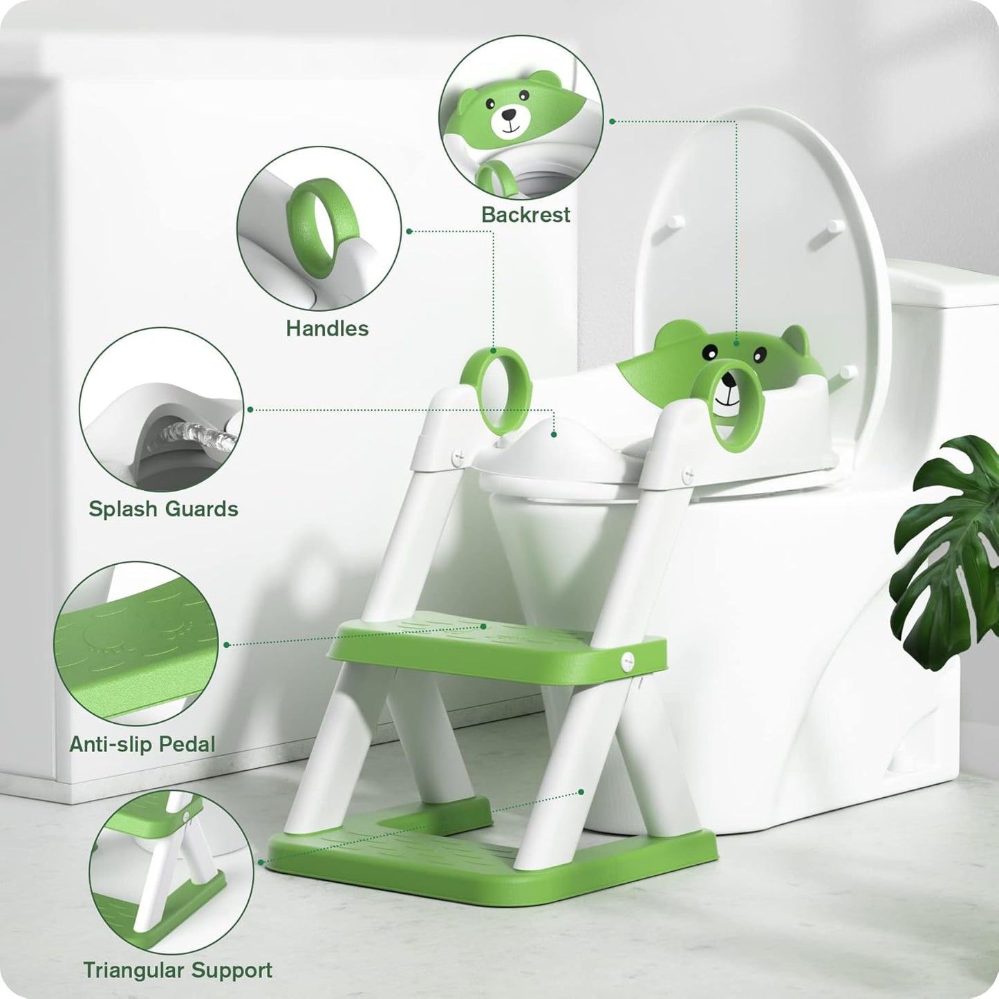 Potty Training Seat, Upgrade Toddler Toilet Seat for Kids Boys Girls, 2 in 1 Potty Training Toilet, Splash Guard Anti-Slip Pad Step Stool