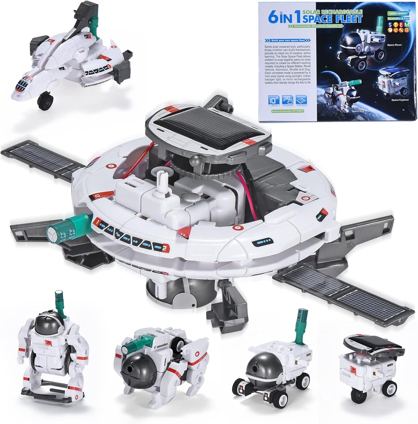 STEM Projects for Kids Age 8-12 Solar Robot Learning Building Science Kit with Solar Panel & Battery Powered 6 in 1 Experiment for Kids, Christmas Birthday Gifts Idea Toy for 9 10 11 Boys Girls