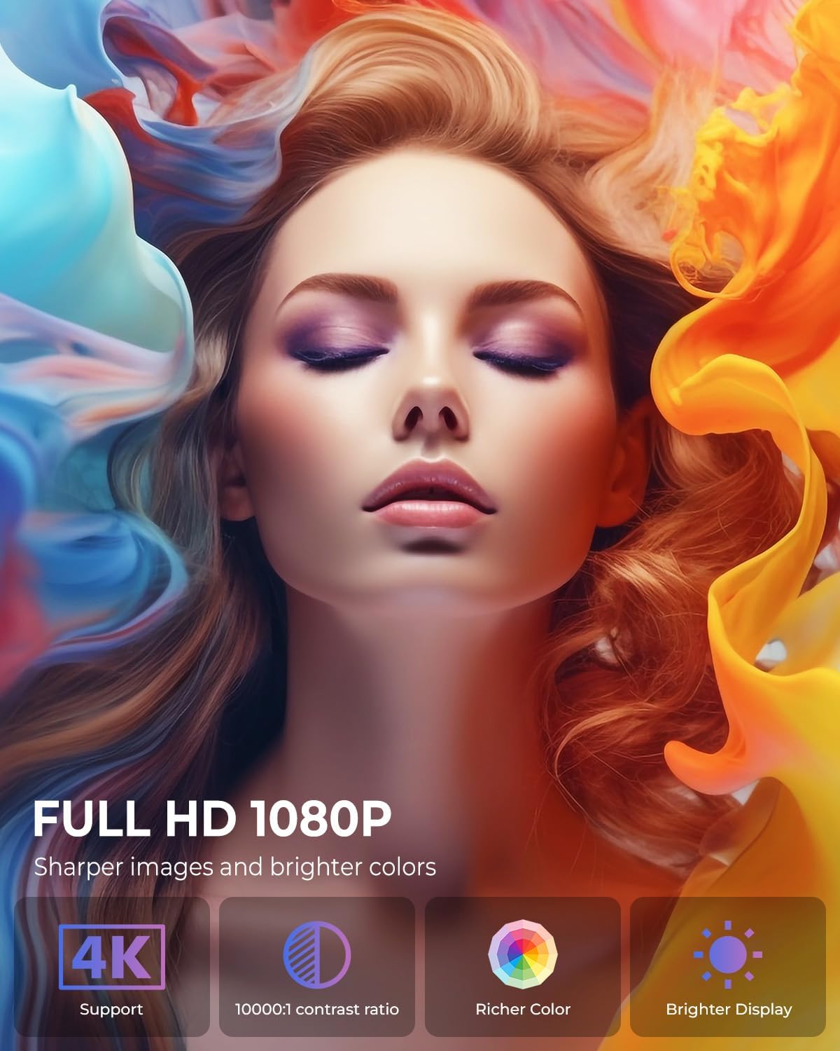 CLOKOWE Mini Projector, 4K 1080P Support projector with wifi and bluetooth,270°Adjustable Stand Outdoor Home Theater galaxy Projector with Android TV OS & 8000+APPS for Phone/TV Stick/Laptop/HDMI