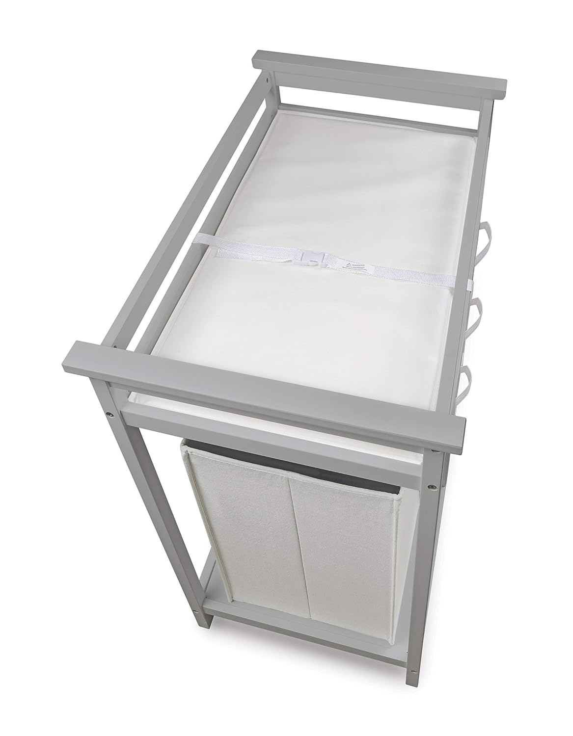 Badger Basket Modern Baby Changing Table - Portable Diaper Station with 3 Drawers Pad & Hamper - Storage Organizer for Baby Diapers & Toys - Gray/White