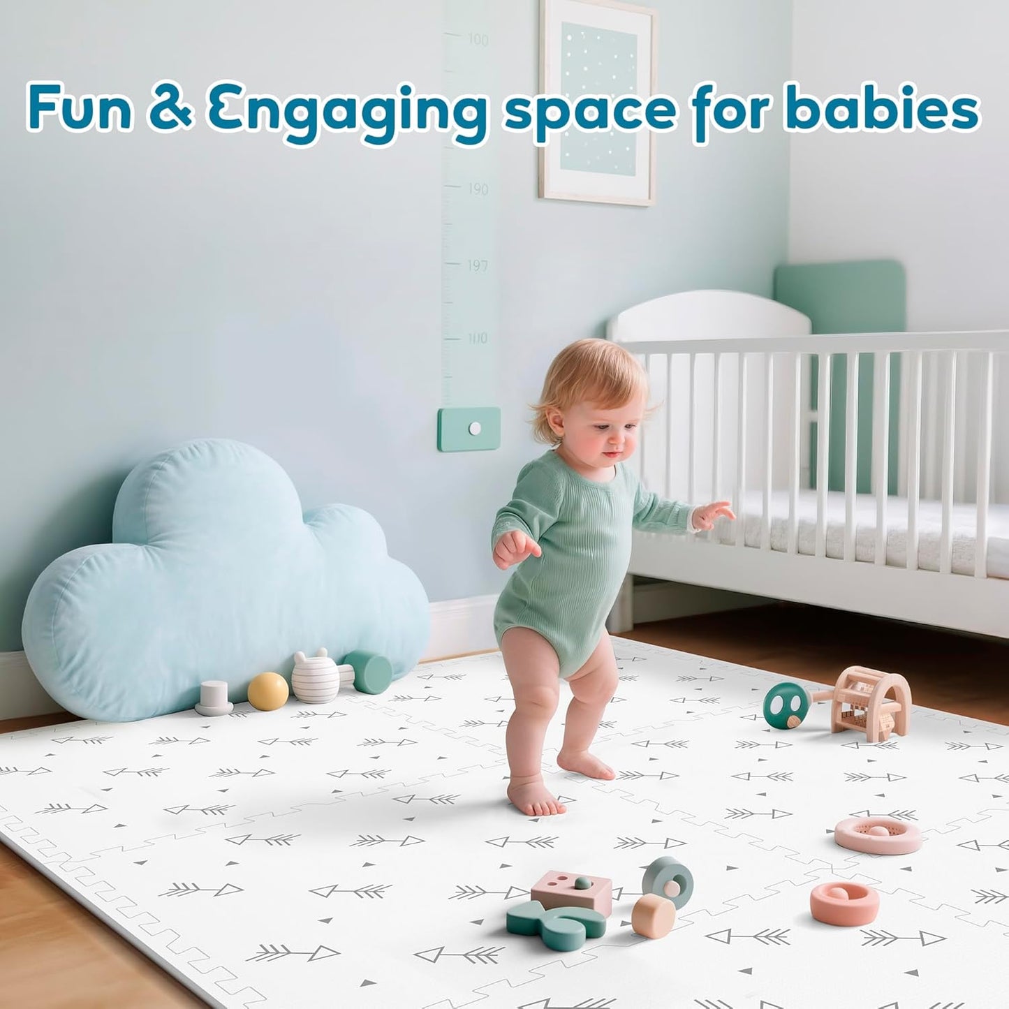 Baby Foam Play Mat-72”x 48” Baby Playmat,6-Piece Interlocking Foam Floor Tiles,Puzzle Mat for Infants and Toddlers,Waterproof Crawling Mat,Non Toxic Play Mat for Baby Tummy Time Mat(Arrow)