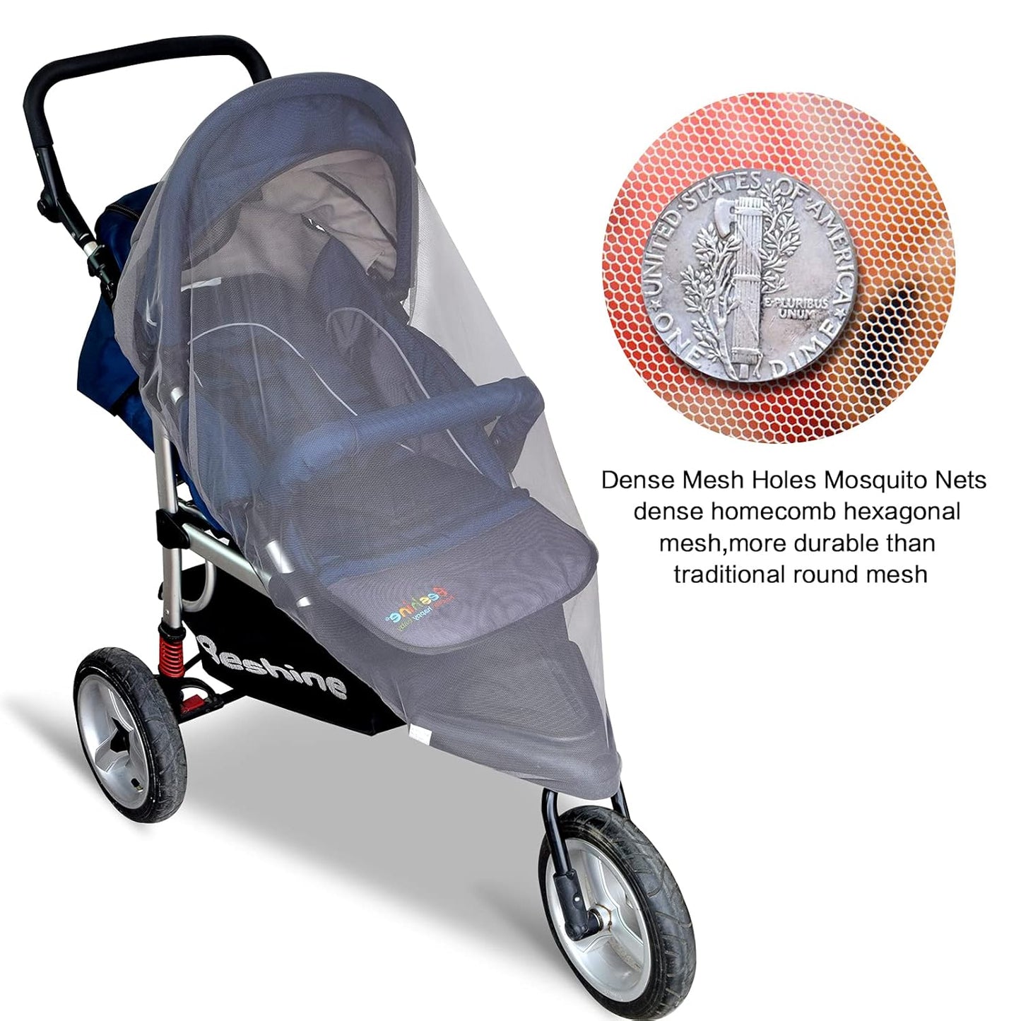 Mosquito Net for Stroller - Grey Sun Shade Protection Infant Stroller Mosquito Net and Car Seat - 2Pack Portable Bug Netting (Grey)