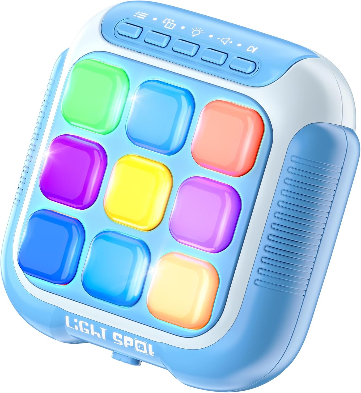 Tic Tac Toe Electronic Handheld Puzzle Game Console Fidget Toys w/ 7 Game Modes, Portable Fast and Fun Car Travel Press Games for Kids and Adults, Ideal Xmas Birthday Gifts for Ages 3+ (Blue)