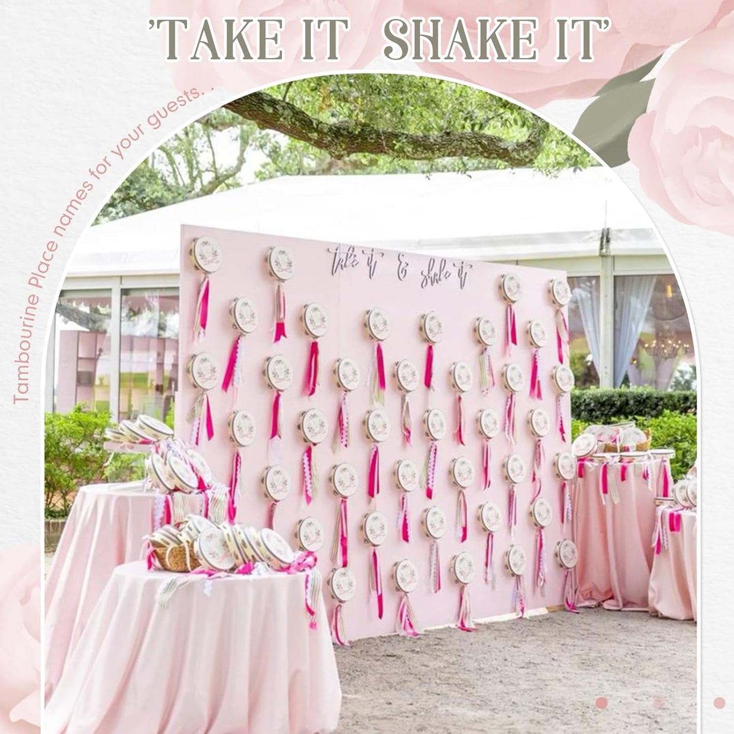 50 Pcs 4 Inch Wedding Tambourine Bulk Drum for Adults Hand Held Percussion Gift Wood Metal Jingles Musical Educational Drum Instrument for Church Wedding Party Favor