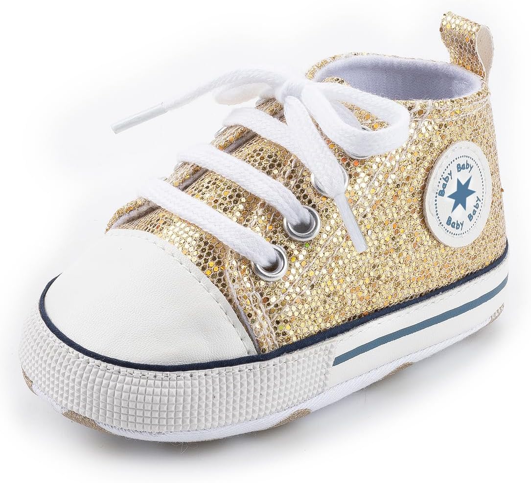 Unisex Baby Girls Boys Canvas High-top Shoes, Newborn Infant Anti-Slip Soft Sole Frist Walking Breathable Sneakers