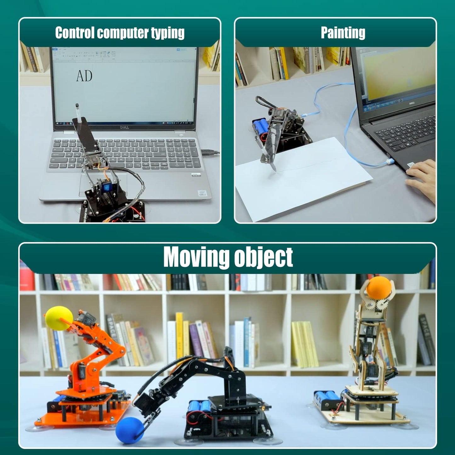 Adeept 5DOF Robotic Arm Kit Compatible with Arduino IDE, Programmable DIY Coding STEM Educational 5 Axis Build Robot Arm, Robot Starter Kit with OLED Display Processing Code and Tutorials - Blue