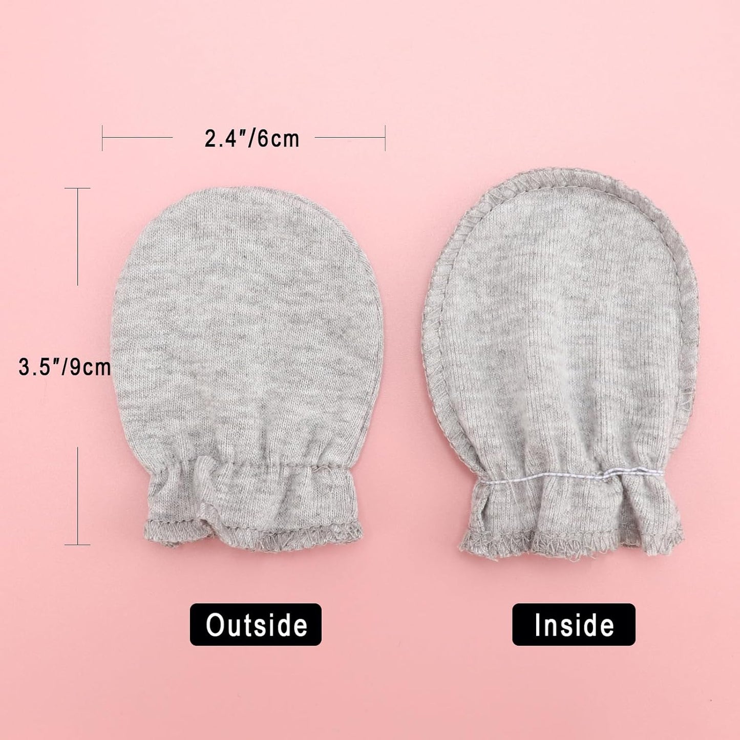 Newborn Baby Mittens No Scratch Cotton Elastic Wrist Gloves Infant Toddler Mittens for Baby Boy Girl 0-6 Months