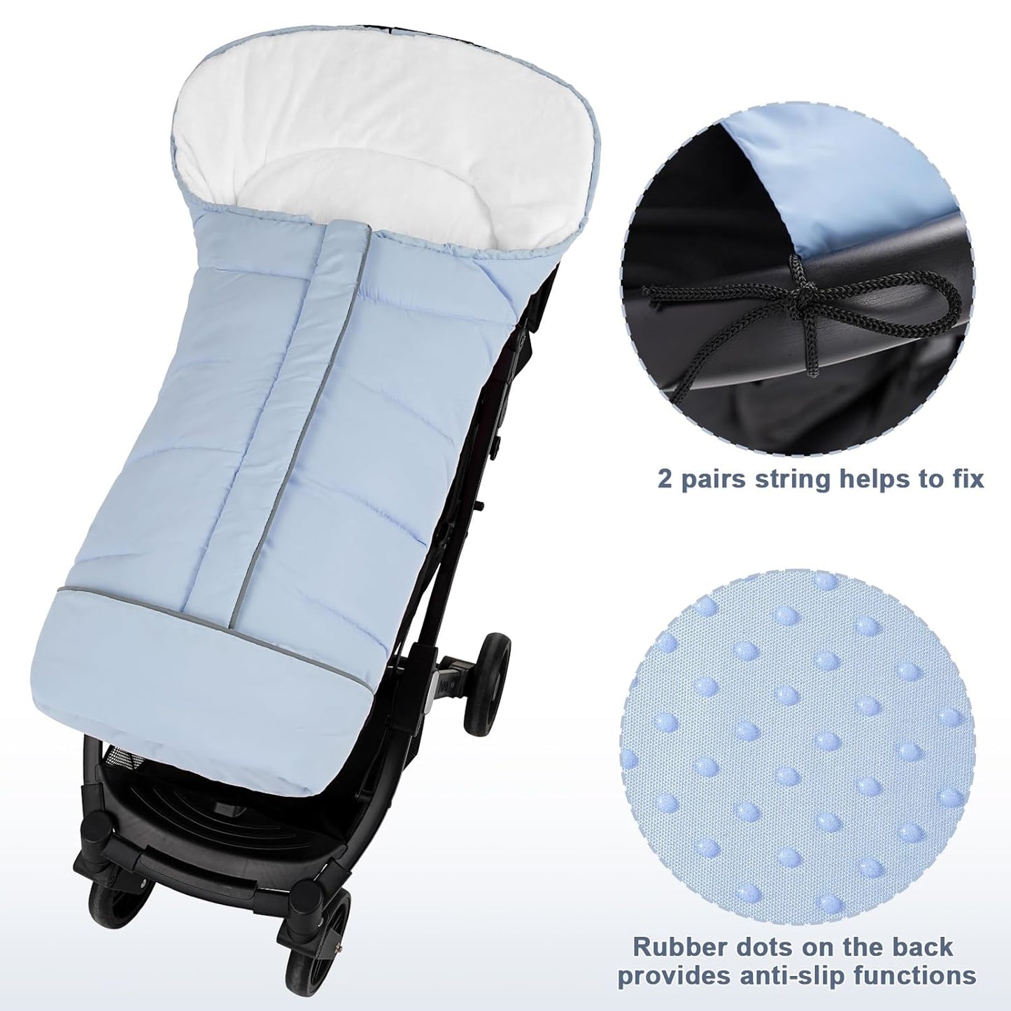 Yoofoss Stroller Cover for Winter, Toddler Stroller Footmuff Universal for Most Stroller, Water Resistant Warm Coral Baby Stroller Bunting Sleeping Bag Blue