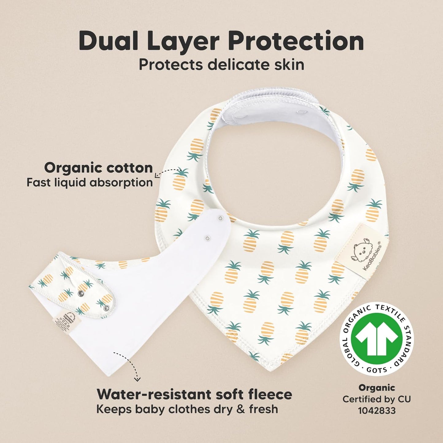 8-Pack Organic Baby Bandana Bibs for Girls - Super Absorbent Triangle Baby Bibs for Drooling and Teething Infant, 100% Cotton Extra Soft for Newborn, Infant 0-36 Months (Beach Day)