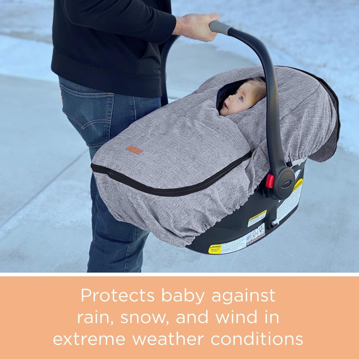 liuliuby Winter Carseat Covers for Baby | Infant Car Seat Cover Baby | Doona Accessories | Warm & Thick Fleece Canopy for Infant & New Born Cold Weather (Gray)