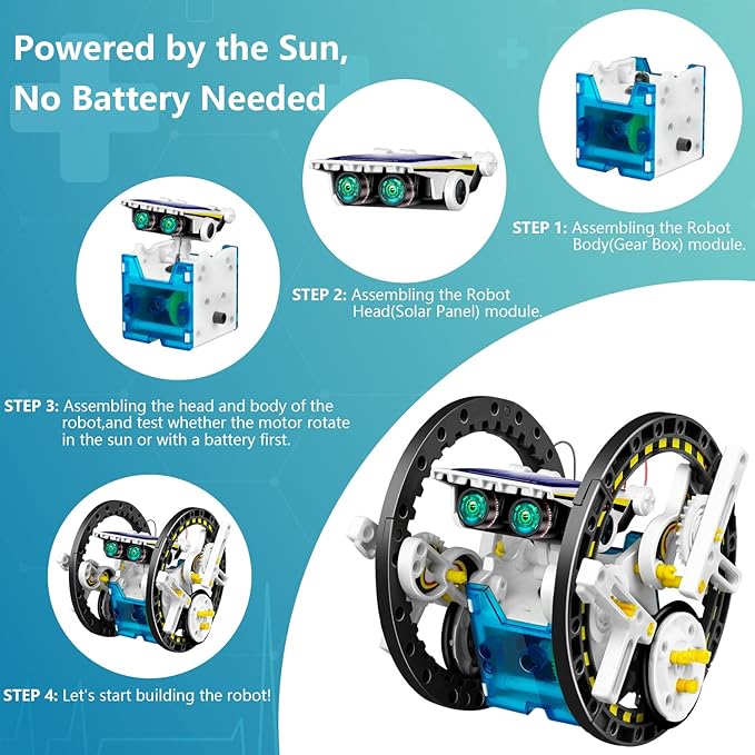 13-in-1 Solar Robot Toys for Ages 8 9 10 11 12 Year Old Boys Girls, STEM Science Kits for Kids Age 8-12, Building Experiments Robotics Kit STEM Projects for Kid Christmas Birthday Gifts (White)