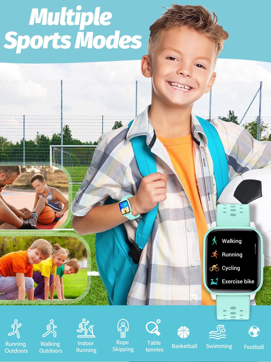 Kids Smart Watch Girls Boys, SmartWatch for Kids Smart Watch Gifts for 4-16 Years Old with Sleep Mode 19 Sports Mode Pedometer Birthday Gift for Boys Girls