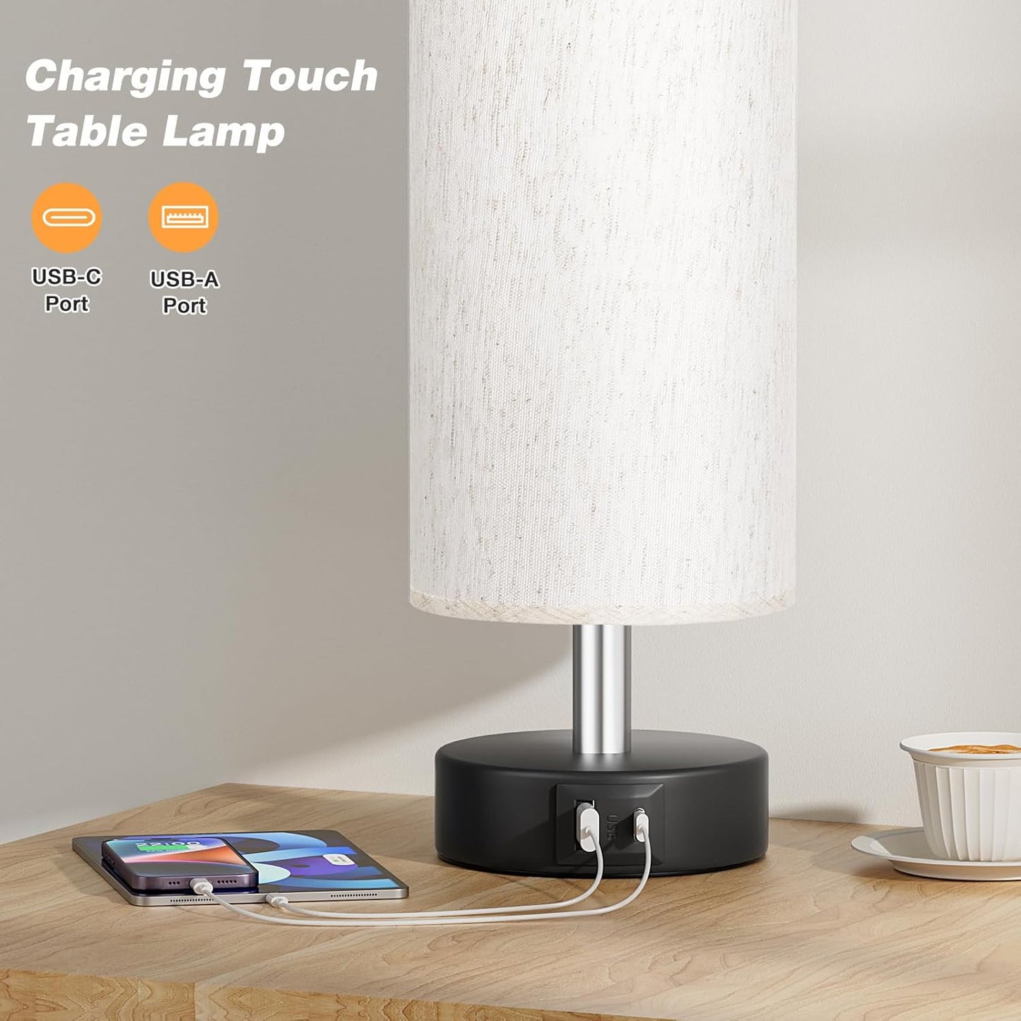 Small Touch Bedside Lamp for Bedroom - Table Lamps for Nightstand, Minimalist Night Stands Light Lamp, Desk Lamps for Reading, Kids, Living Room, Office, Dorm