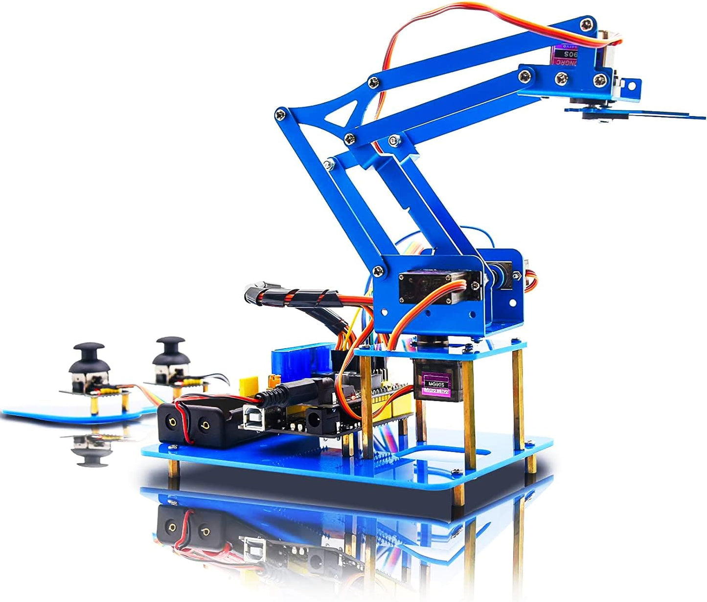 KEYESTUDIO Robot Arm Starter Kit for Arduino,4DOF Electronic Coding Robotics Arm DIY Set for Kids Adults to Learn Robotics,Support PS2 Joypad Control,Remote Control by Android/iOS APP