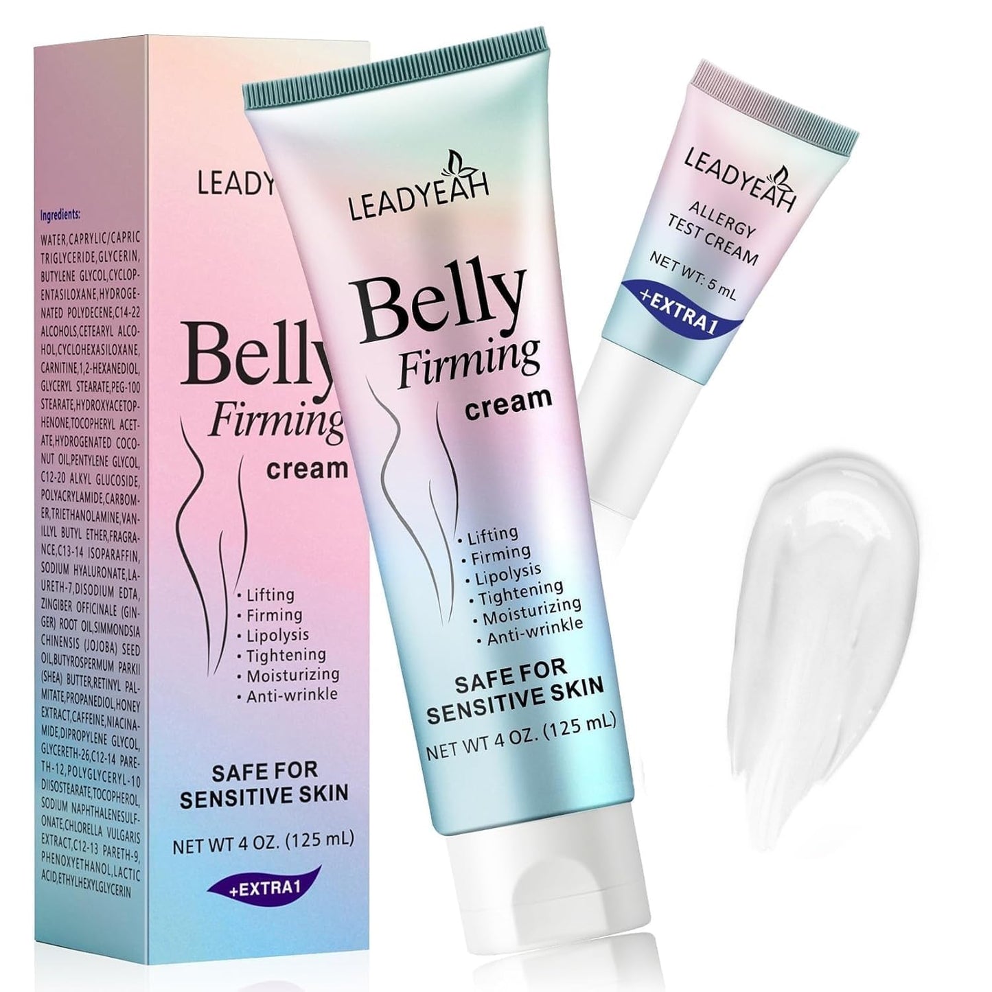 B Flat Belly Firming Cream - Moisturizing, Lifting, Firming for Stomach, Thighs and Butt, Body Lotion gift for Women and Men, 125 ML +5 ML