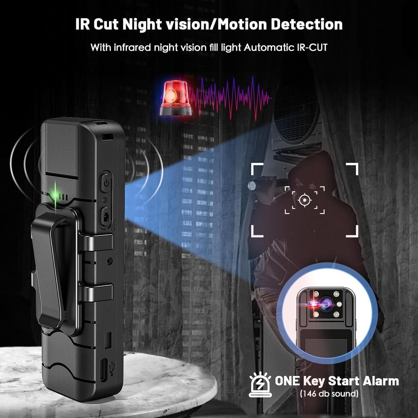 Body Camera with Audio and Video Recording 1080P FHD Mini Police Wearable Body Worn Cam Portable Small Personal Camcorder Sport Action Outdoor Video Recorder (128GB)