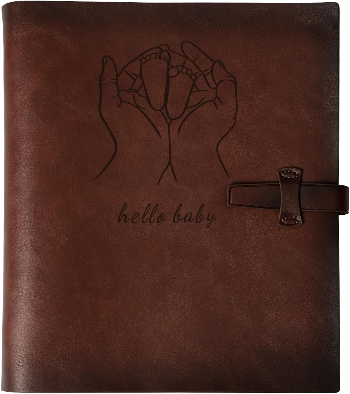 Photo Album 4x6 200 Photos, Genuine Leather Photo Albums with Writing Space with 30 Writing Paper, Travel Family Wedding Kids Graduation Ultrasound Baby Picture Album Scrapbook Photo Album（Hello Baby）