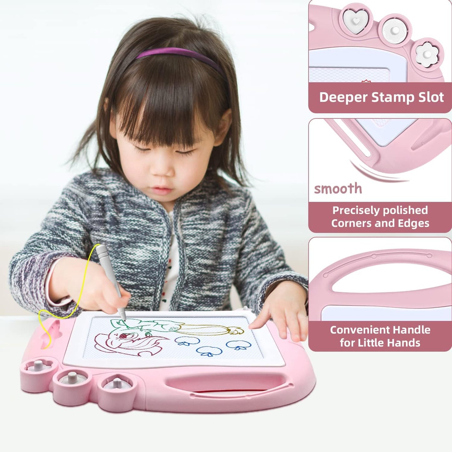 AiTuiTui Magnetic Drawing Board Toddler Toys for Girl Gifts, Erasable Doodle Sketching Writing Pad Travel Games for Kids in Car, Early Education Learning Skill Development Toys for Toddlers