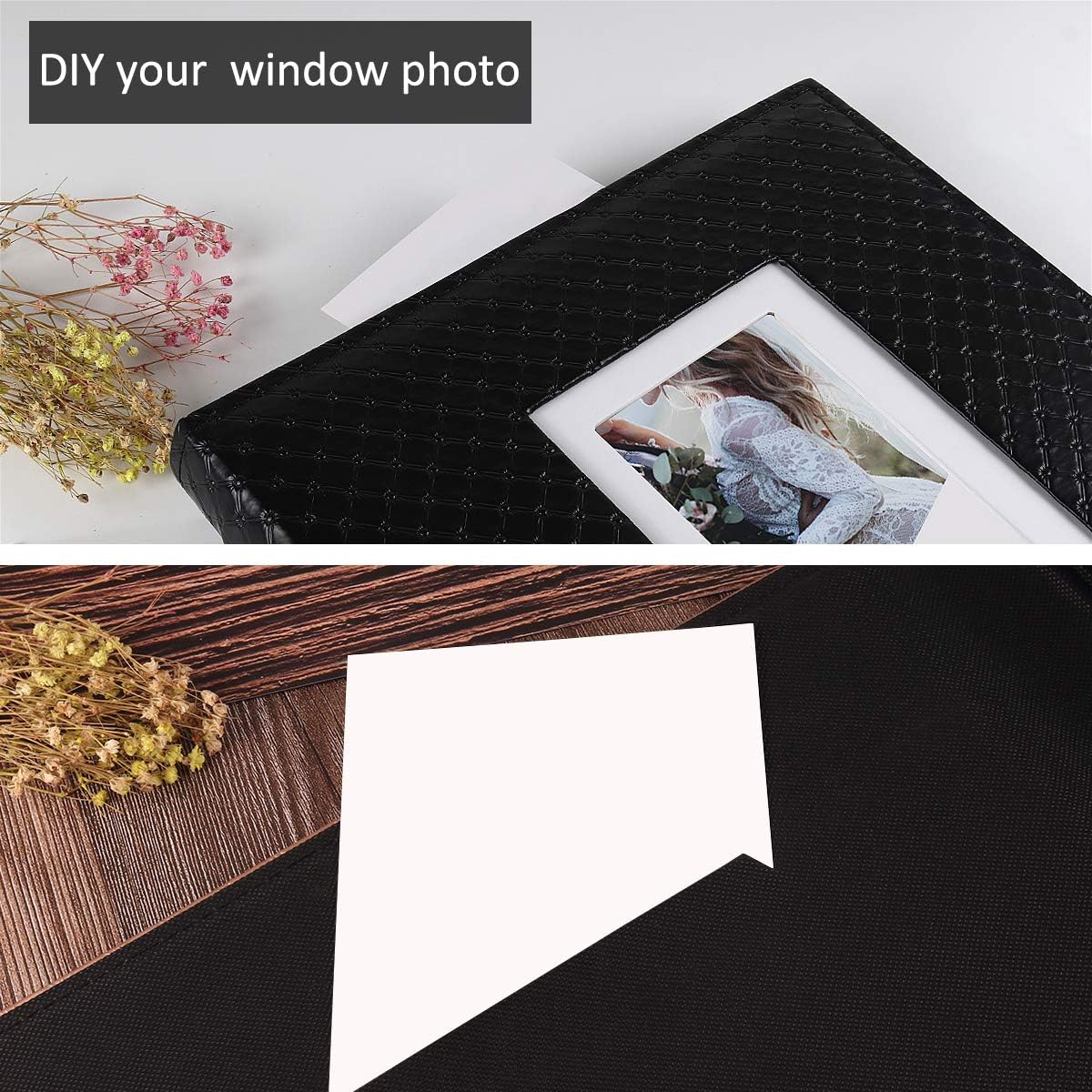RECUTMS Photo Album 4x6 600 Photos Black Inner Page Button Grain Leather Large Capacity Pockets Pictures Album Birthday Christmas Wedding Anniversary (Blue)