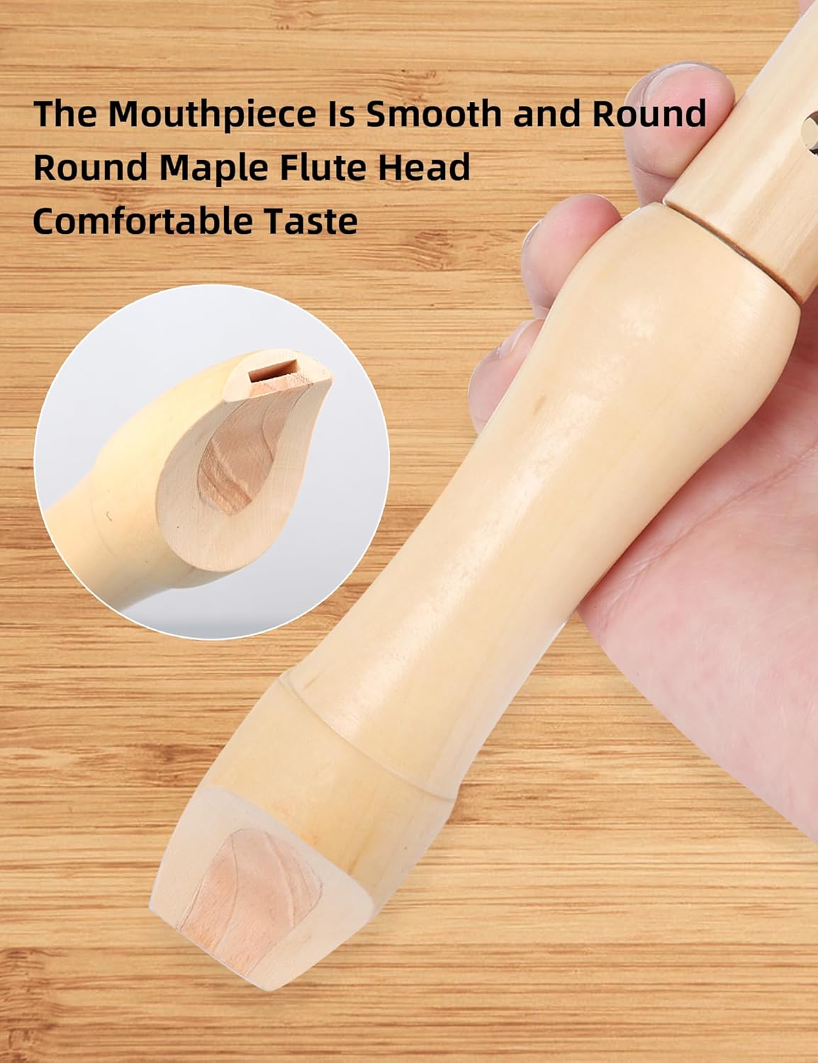 Mr.Power Maple Wooden Soprano Recorder, C Key German Style Fingering 8 Holes 2 Piece School-Approved Musical Instrument Pupil Student Educational (Wood Color)