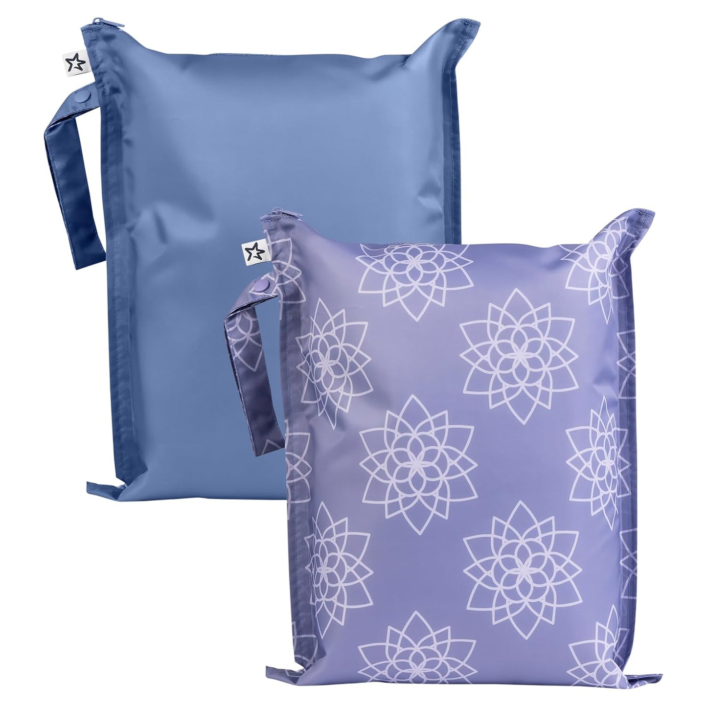 Tiny Twinkle Mess-Proof Waterproof Wet Dry Bag | 2-Pack Reusable Wet Bags for Swimsuits & Baby Clothes | Leakproof Wet Bag for Travel & Diaper Changes for Baby (Lotus)