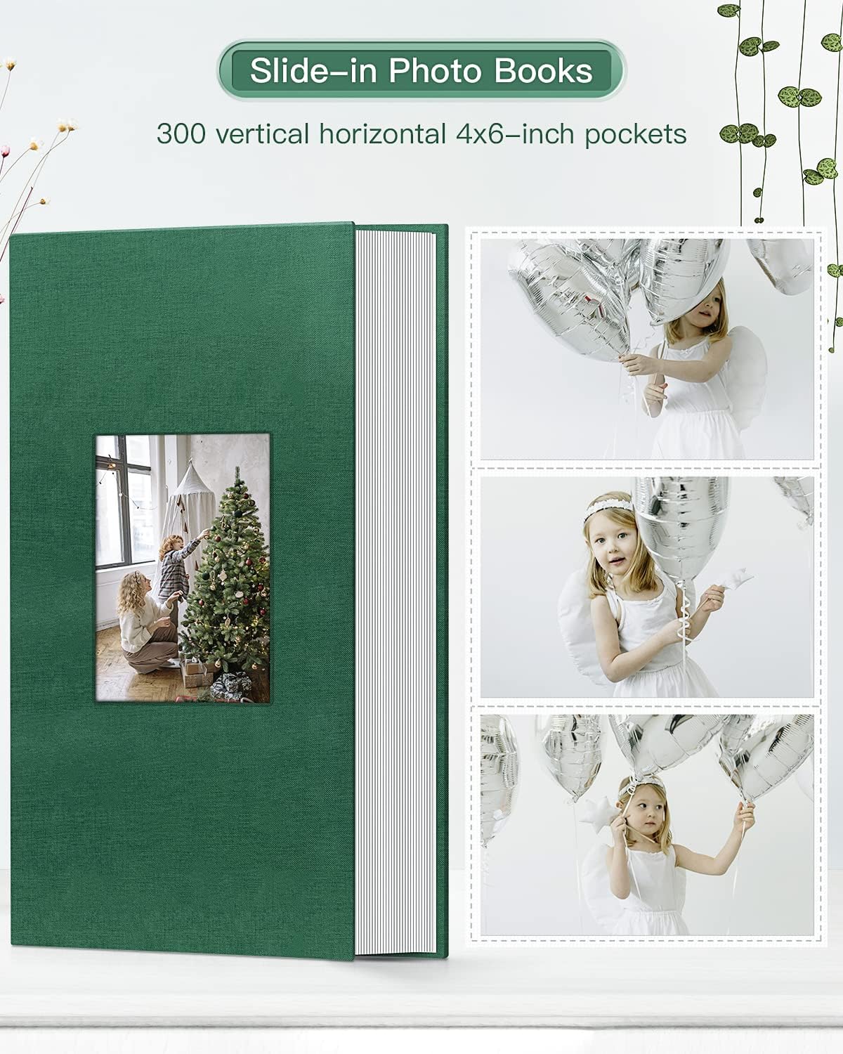 popotop Photo Album 4x6-300 Photos Linen Cover Photo Books with 300 Horizontal Pockets,Slip-in Picture Albums for Family Wedding Anniversary Baby Vacation Pictures