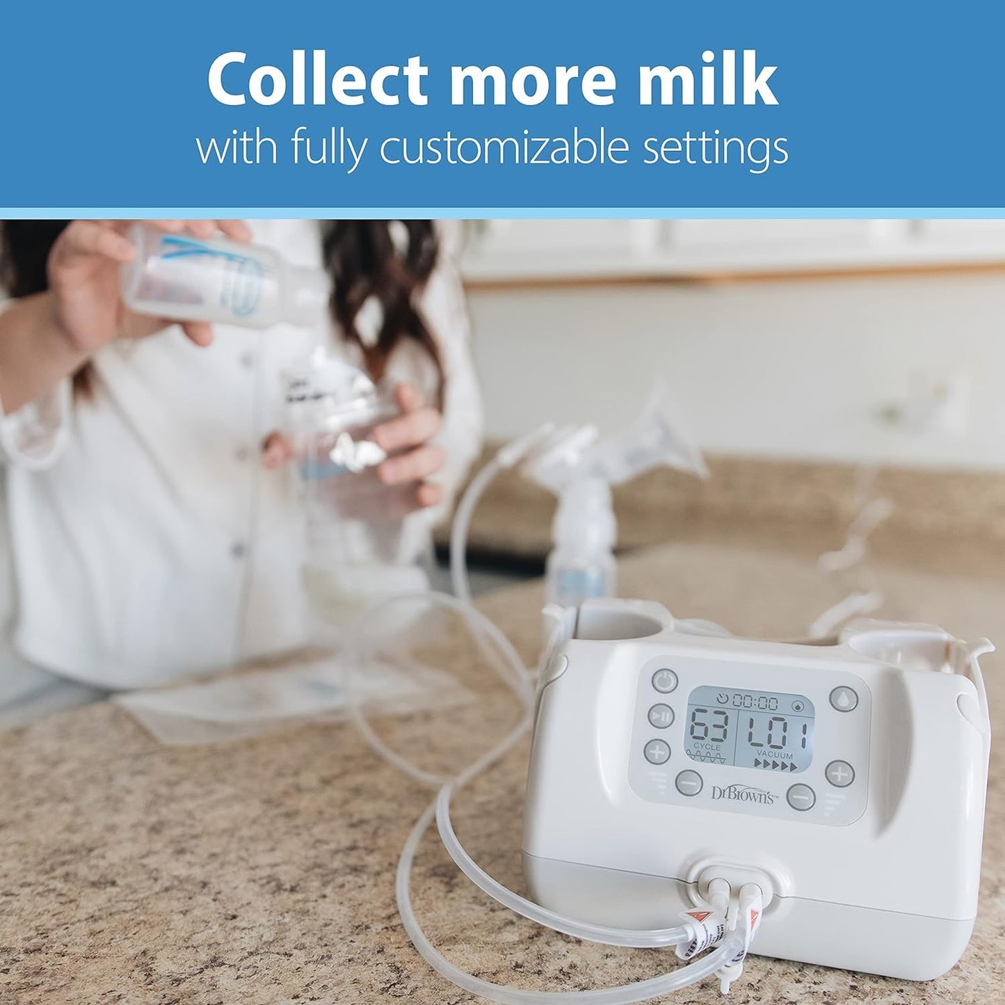 Dr. Brown's Customflow Double Electric Breast Pump and Dr. Brown's Options+ Anti-Colic Baby Bottle - 8oz - 4pk