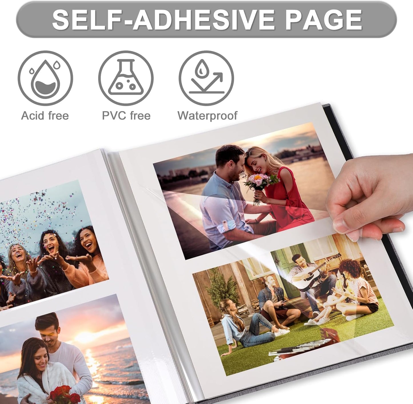 Photo Album Self Adhesive Pages Scrapbook Magnetic Photo Albums for 4x6 5x7 8x10 Pictures Sticky Pages Books for Baby Family Wedding 13.2x12.8 Red 40 Pages