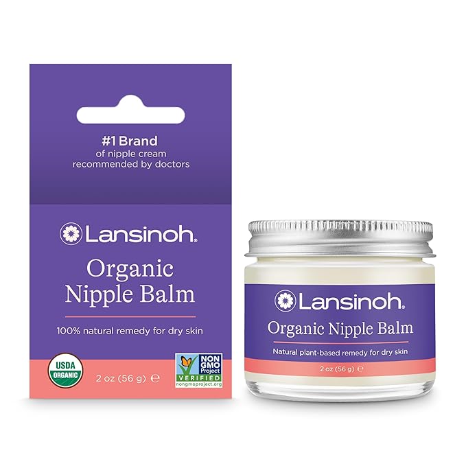 Lansinoh Organic Nipple Butter, Nipple Cream Safe for Breastfeeding Baby, Postpartum Essentials for Mom, 2 Ounces