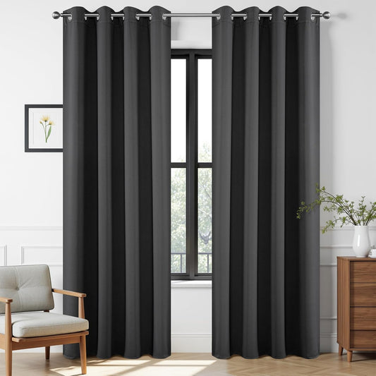 Joydeco 120 inches Long Blackout Curtains 2 Panels Set, Thermal Insulated Length Curtains & Drapes 2 Burg for Living Room Bedroom Window