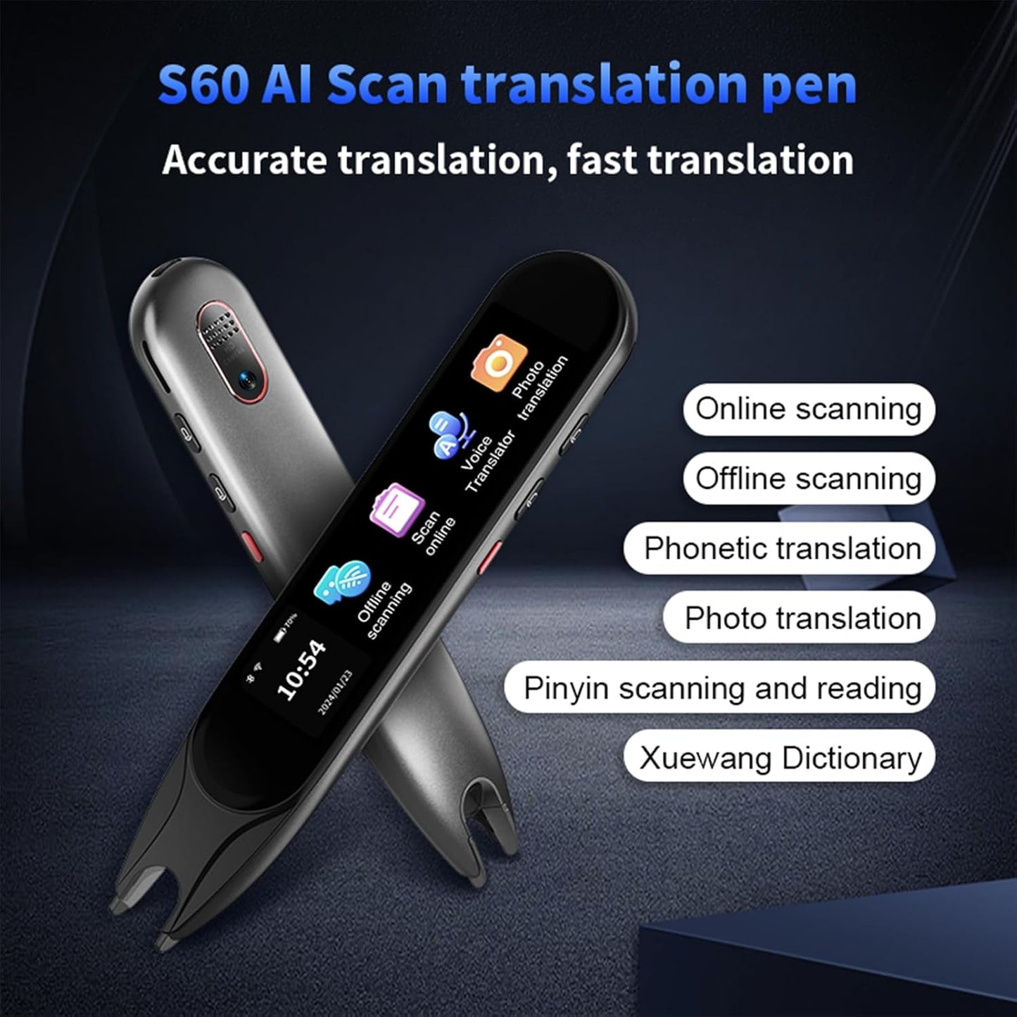 Translation Pen, Reading Pen for Dyslexia, Scanner Text to Speech Device, Scan Reader Pen OCR Digital Pen Reader, Translator Pen for 142+ Language, Wireless Translation Pen Scanner for Students Adults
