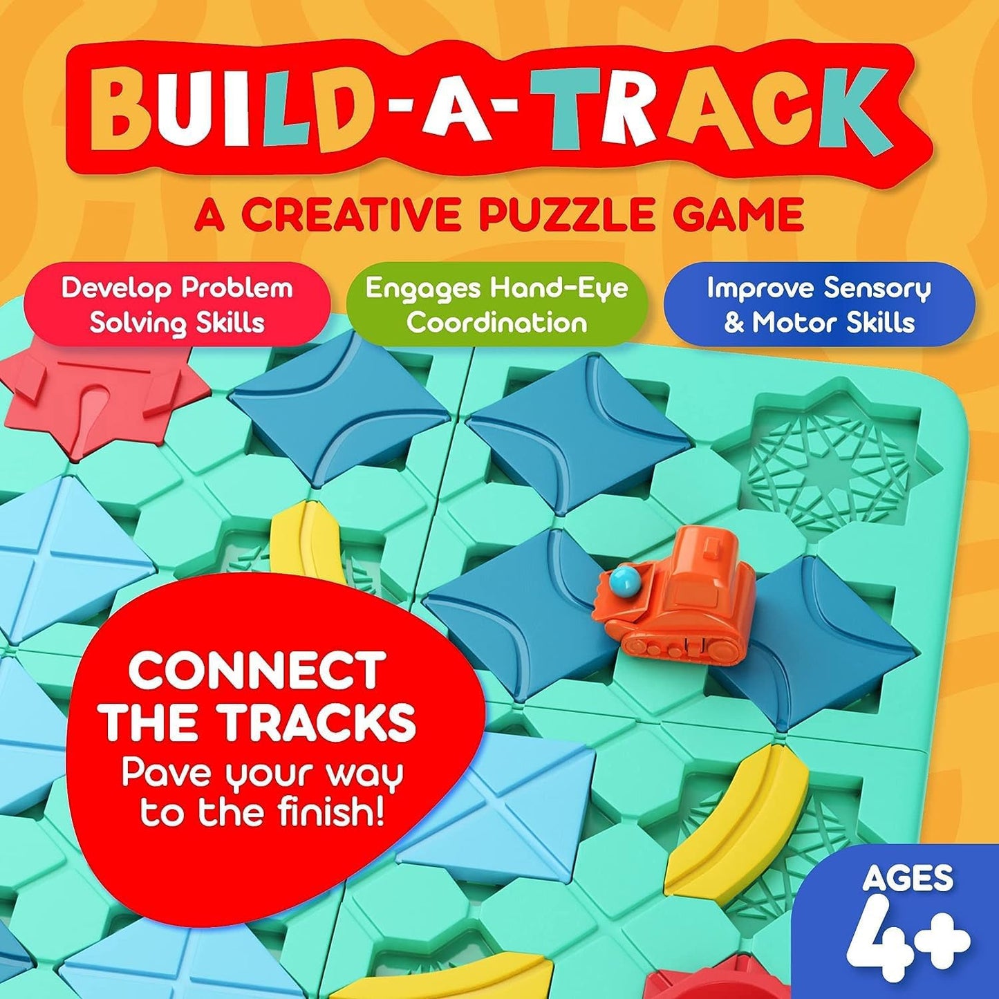 CoolToys Build-A-Track Plus Brain Teaser Puzzles for Kids Ages 4-8 - Educational Smart Logic Board Game for Children, 4 Levels & 200+ Skill-Building Challenges, Travel Boys & Girls STEM Activity