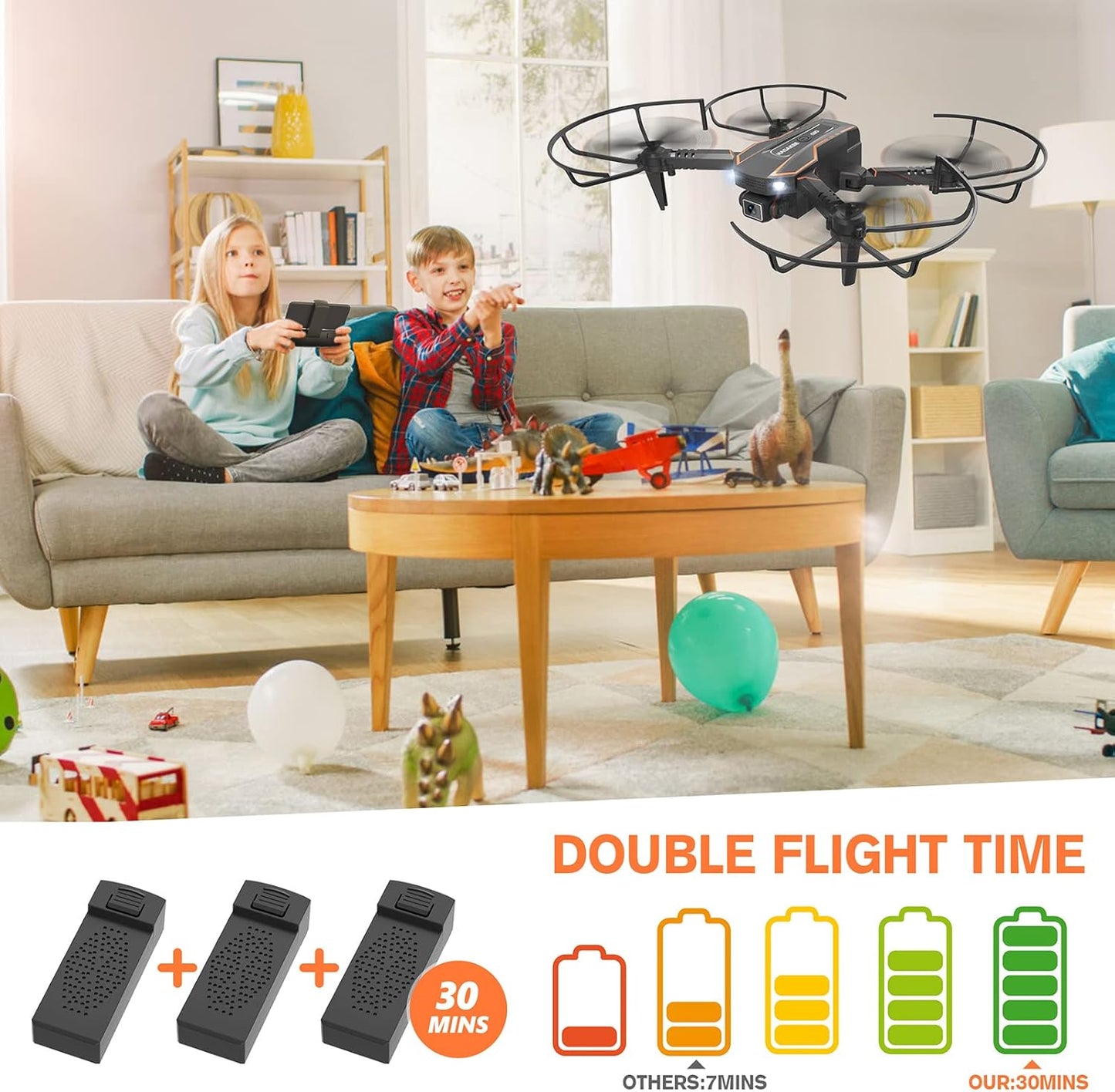 AVIALOGIC Mini Drone with Camera for Kids, Remote Control Helicopter Toys Gifts for Boys Girls, FPV RC Quadcopter with 1080P Live Video Camera, Gravity Control, 3 Batteries, Carrying Bag