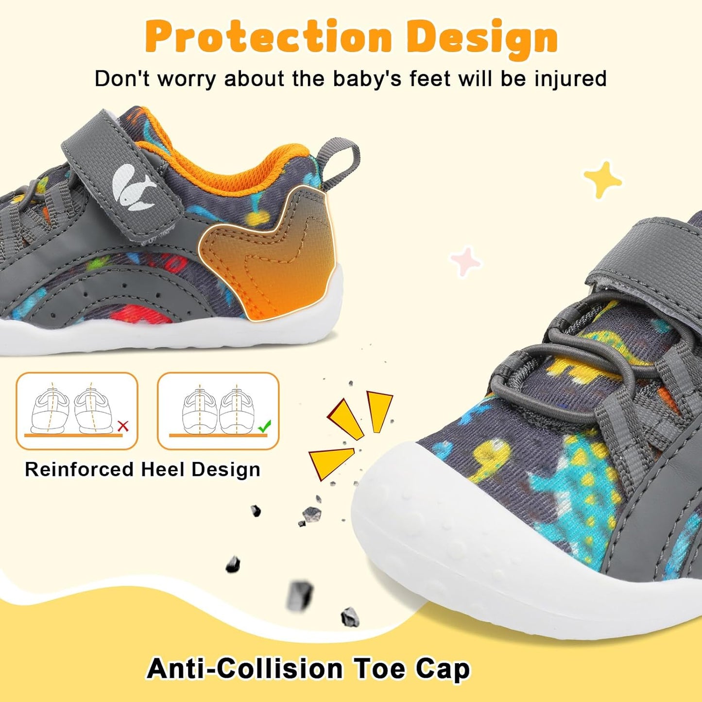 FEETCITY Wide Baby Shoes Boys Girls Baby Barefoot Shoes Breathable Infant Walking Shoe Crib Sock Shoe Toddler Sneakers Flexible