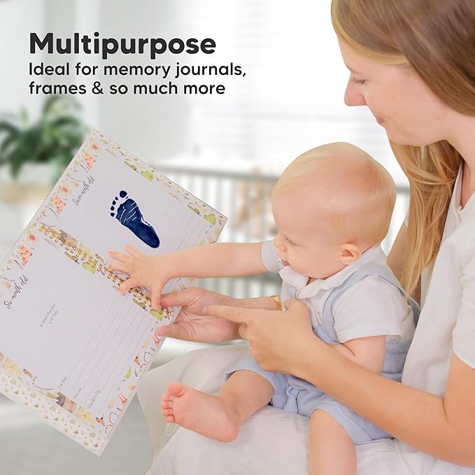 4-Pack Inkless Baby Hand and Footprint Kit - Mess Free Ink Pad for Newborn Keepsake, Dog Nose & Paw Print Kit, Clean Touch Ink Pad for Baby Hand & Footprints, Ideal New Mom Gifts (Navy, L)