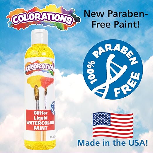 Colorations Liquid Glitter Watercolor Paint, Purple, Non-Toxic, Painting, Kids, Craft, Hobby, Fun, Water Color, Posters, Cool effects, Versatile, Gift, 8 oz.
