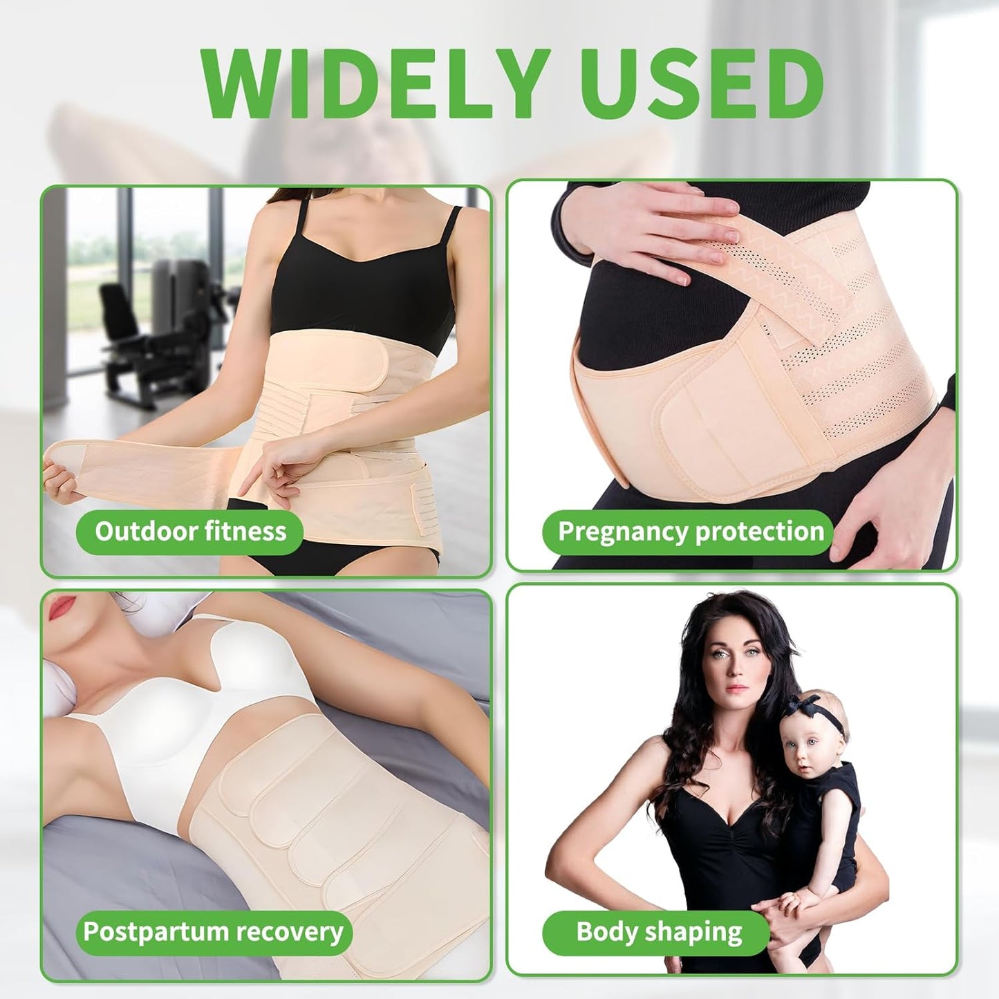 2 in 1 Postpartum Belly Band Wrap Beige, C-Section Support Belt Medium, Post Partum Support Recovery Waist/Pelvis Belt, Hysterectomy Belly Band Binder Girdle Stomach