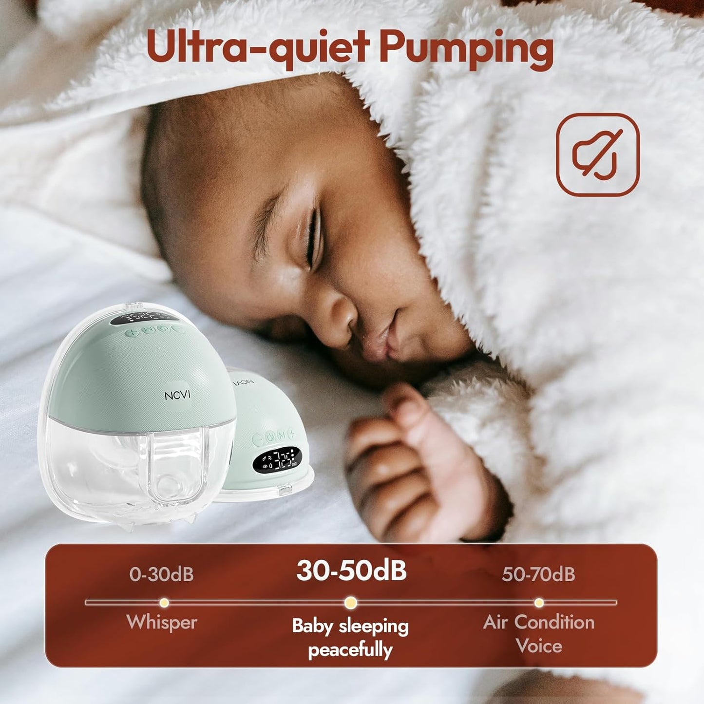 NCVI Breast Pump Hands Free, Wearable Breastfeeding Pump with Large Battery, Portable Electric Breast Pump with 4 Modes & 9 Levels, Quiet Operation & Smart LED Display, 19/21/24mm Flanges, 2 Pack